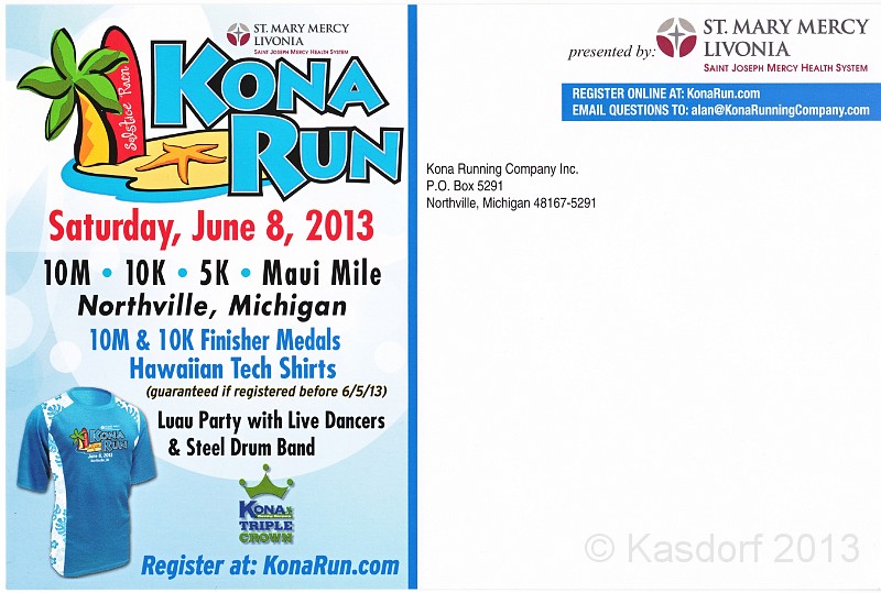 2013 Kona Run 10K 220.jpg - The 2013 Kona Run 10K in Northville Michigan. This race was the "Solstice Run" in prior years. Always a nice somewhat hilly challenge.